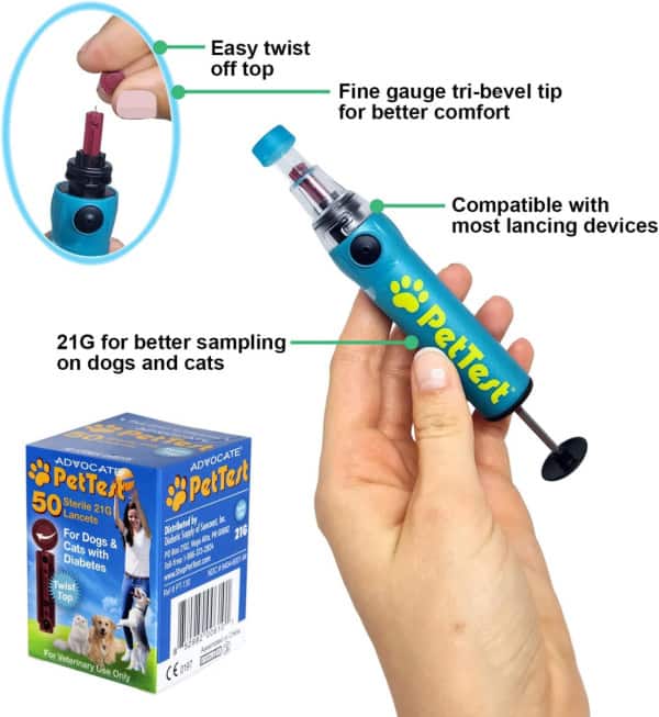 PetTest lancets with lancing device