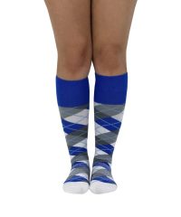 Compression Socks - Ladies - Blue Grey Check