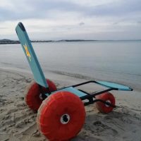 BEACHSTAR Beach Wheelchair easily moves across the sand and pebbles